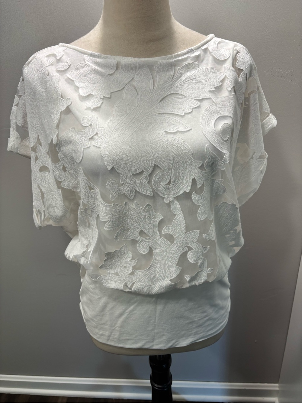 Chico’s White Lace Overlay Women's Top